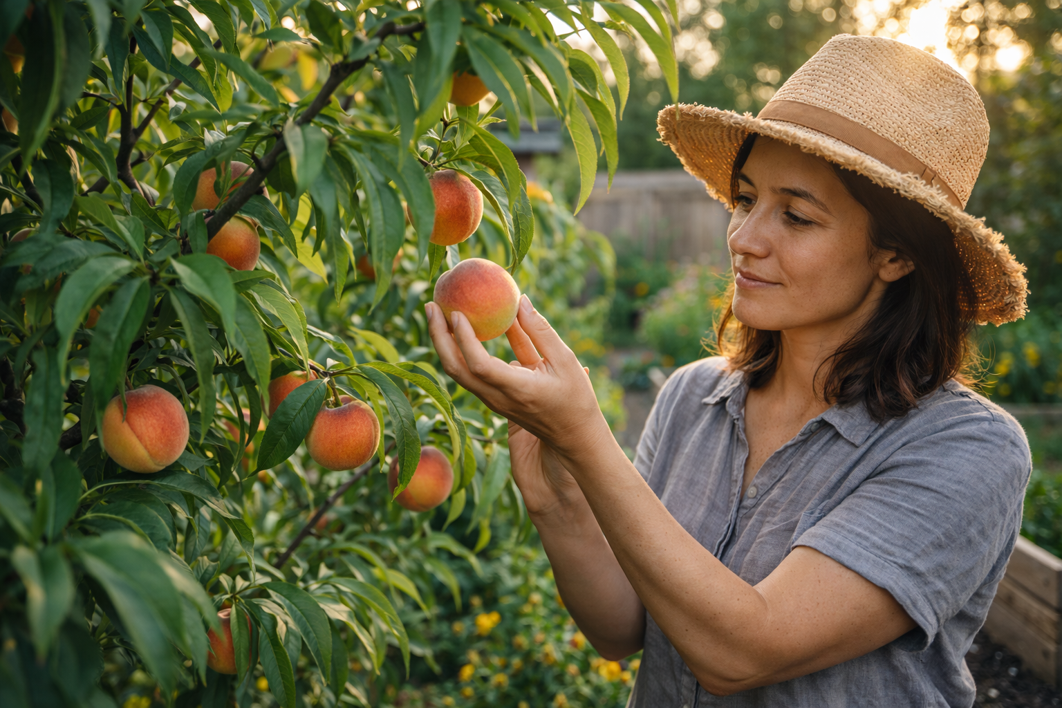 Ripe peach symbolizing healthy harvests